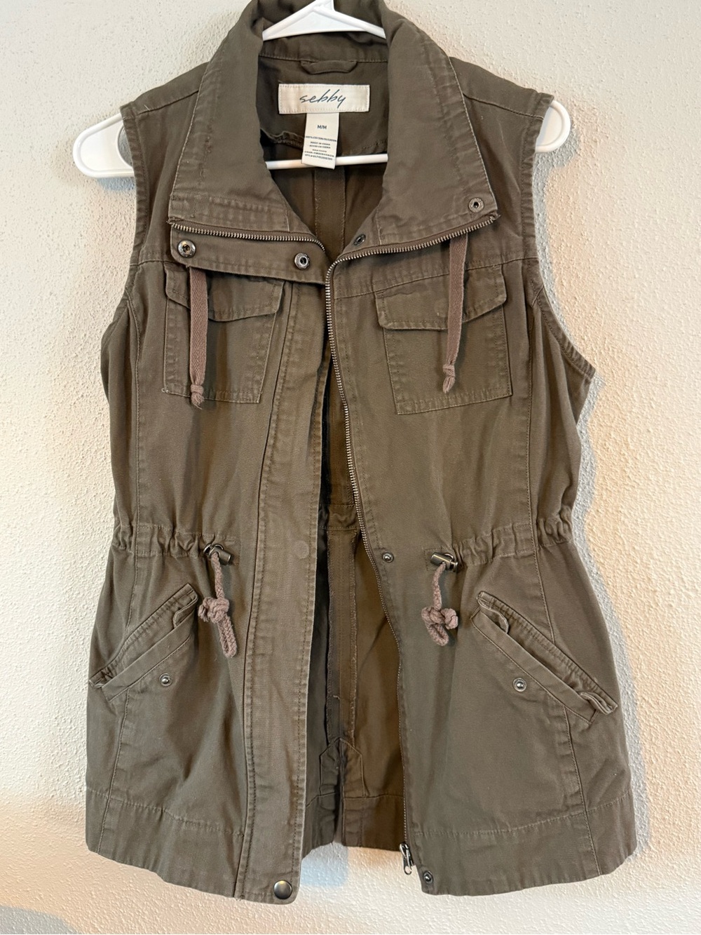 (M) Olive Utility Vest - Sleeveless Jacket